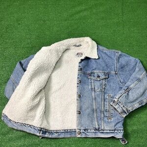 Vintage 90's Levi's Light Wash Denim Sherpa Jacket (Size Large)
